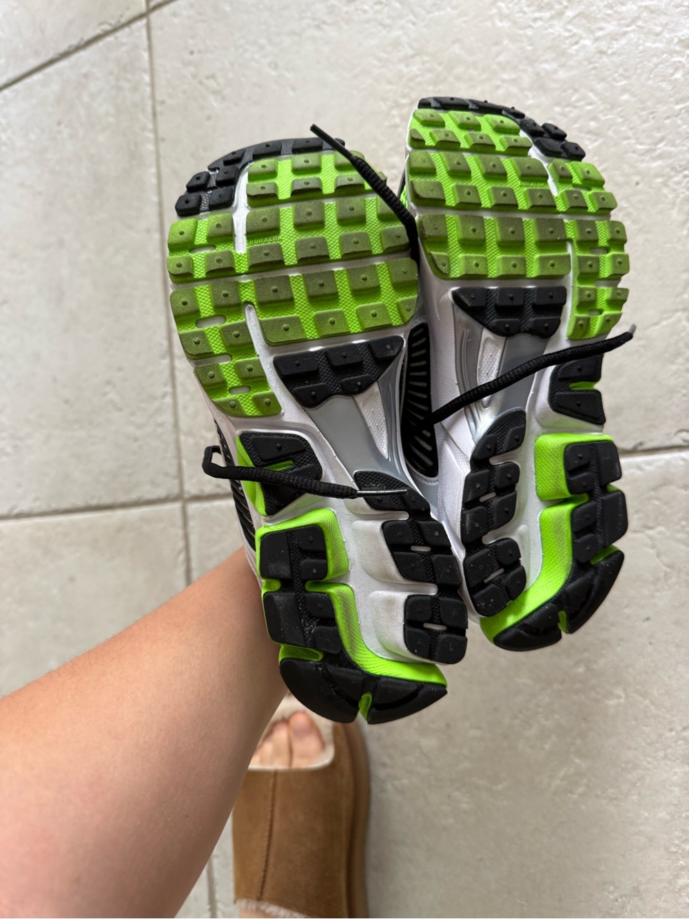 Nike Kids Neon Green, White & Black Running Sneakers with Pink Accents - Picture 4 of 4